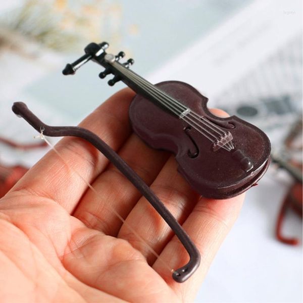 Figuras decorativas Mini Violins Ornamento Modelo em miniatura com Dollouse de Case Stand para Decoração de Desktop de Office Home