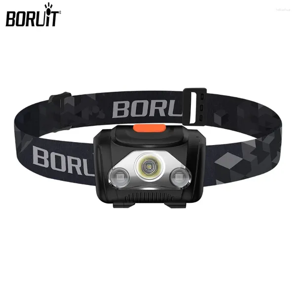 BORUiT Mini lampada frontale a LED portatile 4 modalità Lampada frontale impermeabile per esterni per lavoro Campeggio Corsa Pesca Spia luminosa