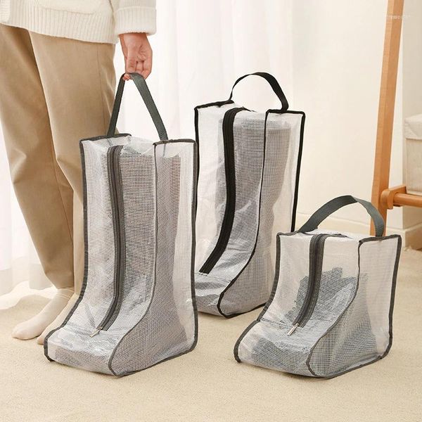 Сумки для хранения, 1 шт., водонепроницаемые пылезащитные ботинки из ПВХ с молнией, прозрачный органайзер для обуви для дома, дорожная обувь, защитные чехлы