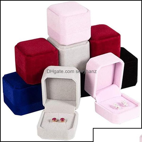 Schmuckschatullen Verpackung Display Quadratisch Ring Ohrringe Anhänger Kollektion Organizer Halter Verlobung Geschenkbox Etuis Gwe11244 Dhrsb