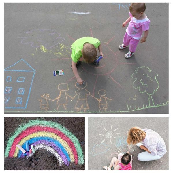 Confezione Gessetti da Marciapiede per Bambini Piccoli 60 Pezzi Multicolor Lavabili per Esterni (Multicolore)