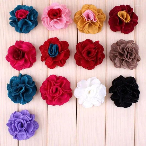 Dekorative Blumen, 5 Stück/Lot, 5,1 cm, 13 Farben, mehrschichtige Blumen, künstlicher Stoff, Spitzenbesatz, Patch-Applikation, Hochzeit