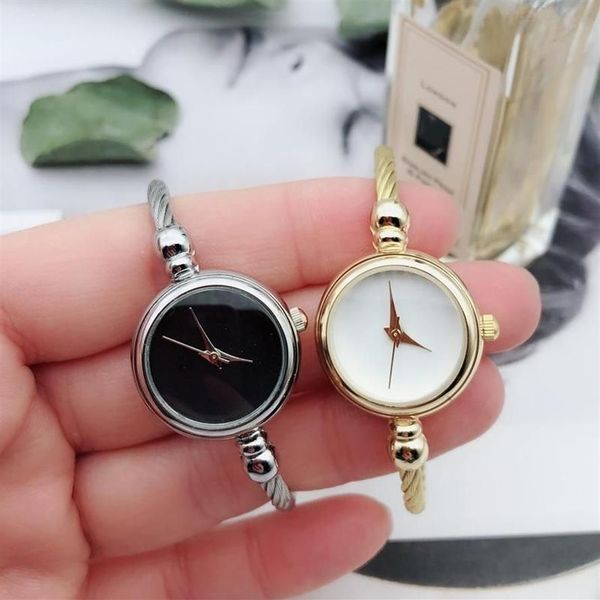 Armbanduhren 1pcs Vintage Retro Quartz Watch Ladies Frauen Kleider Armband Armband Edelstahl Fashion Chic Gold Silver3145