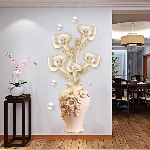 Adesivos de parede vasos de flores adesivos de parede decoração estética decoração de casa destacável sala de estar de estar moderna murais de arte decoração de quarto criativo 230410