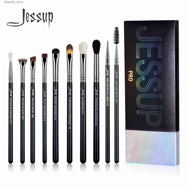 Pincéis de maquiagem Jessup Eyeshadow Makeup Brush Set 10pcs Professional Eye Liner Lash Blending Concealer Sobrancelha Brushes Kits Cosmetic Bag Q231110