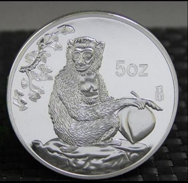 Artes e Ofícios Chinês Shanghai Mint 5 onças 1992 ano macaco do zodíaco medalhão comemorativo de prata