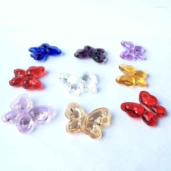 Chandelier Crystal 2023 Fashion Glossy Glass Curtain Parts Diy Zubehör Beads 10pcs Artificial Mixed Colors Butterfly