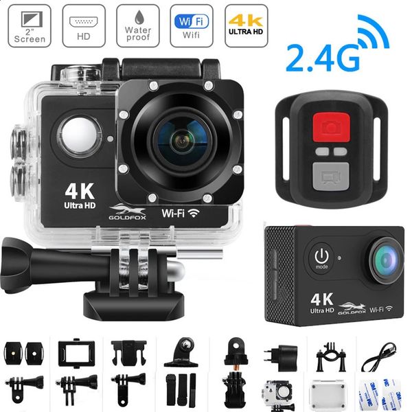 Câmeras de vídeo de ação esportiva Câmera de ação H9R Ultra HD 4K WiFi Controle remoto Câmera de gravação de vídeo esportiva DVR DV go à prova d'água pro Mini câmera de capacete 231109