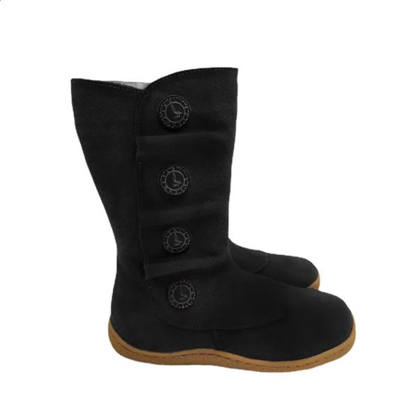 Stiefel TipsieToes Barfuß Echtes Leder Baby Kleinkind Mädchen Junge Kinder Schuhe Für Mode Winter Pelzigen Innen Mädchen Lange Stiefel 231109