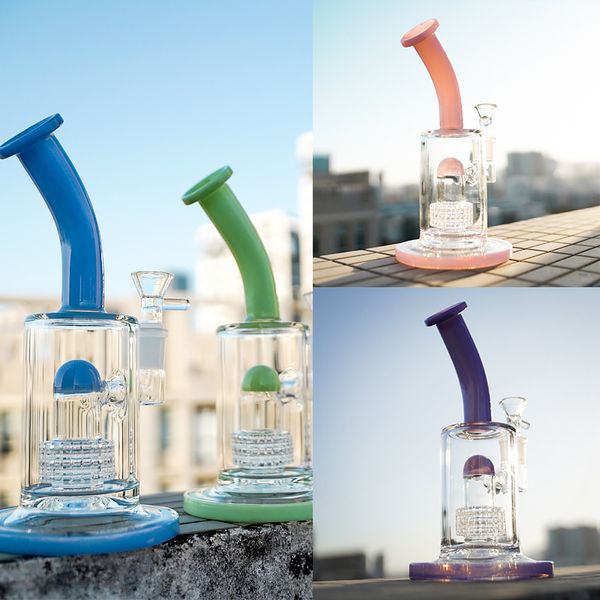 Narghilè da 8 pollici Paraspruzzi Olio Dab Rigs Bong in vetro Spessore 5 mm Cupola Perc Gabbia per uccelli Tubi per acqua Perc 14 mm Femmina Jiont con ciotola