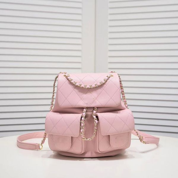Canal de melhor qualidade canal bag rosa mini mochila bolsa feminina bolsa de ombro bolsa de couro duma mini bolsa de bolsa de luxo saco de luxo em cadeia crossbody shopp shopp shopp