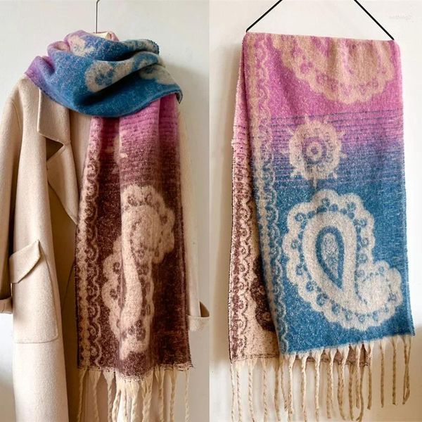 Schals Männer Frauen Herbst Winter Verdickter Warmer Schal Vintage Paisley Quaste Schal Nachahmung Kaschmir Mode Halstuch