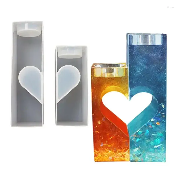Kerzenhalter, Kristall-Epoxidharzform, Valentinstagshalter, rechteckige Herzschaukel, Schmuck, Silikon, Tischaufbewahrungsbox