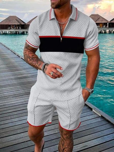 Männer Trainingsanzüge Mode Männer Set Streetwear 3D Druck Kurzarm Polo Shirt Shorts Anzug Sommer Casual Sportswear Kleidung Für