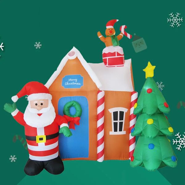 Decorações de Natal 6 Ft Adereços de Natal Brinquedos Infláveis Papai Noel Gingerbread Man Decorações ao Ar Livre Casa Gigante Árvore de Natal Inflável 231109