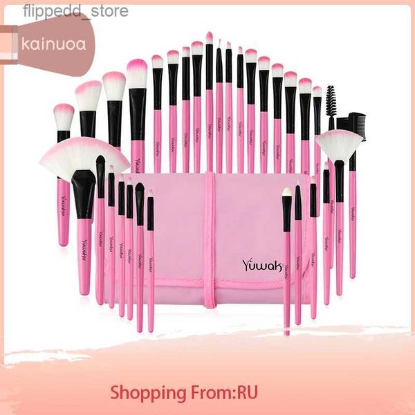 Pincéis de maquiagem 32pcs conjuntos de pincéis de maquiagem profissionais cosméticos blush ferramentas sobrancelha pó maquiagem esponja macia base de cabelo sombras com saco q231110