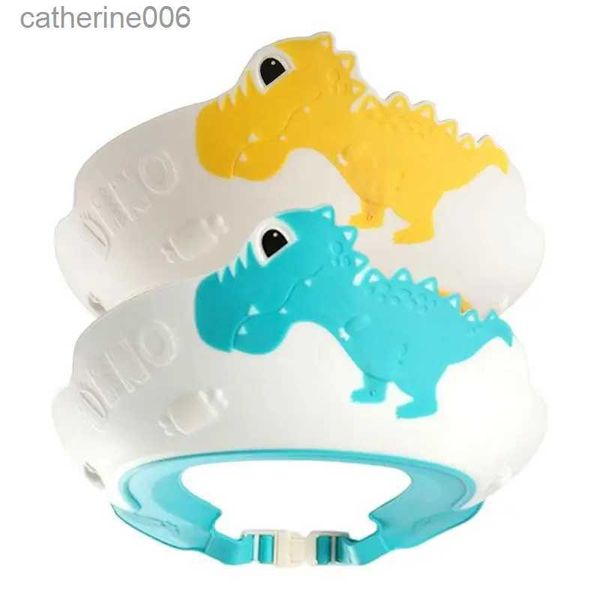 Duş başlıkları bebek yüzme duş şapkası çocukların dinozor ayarlanabilir duş başlığı kapağı yürümeye başlayan hayvan şampuan kulak göz koruma kafası su kapağı231110