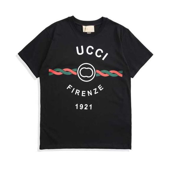 Designer Roupas femininas 20% de desconto na versão correta de roupas tricotadas 1921 Camiseta de botão de botão de t-shirt de manga dupla de impressão dupla