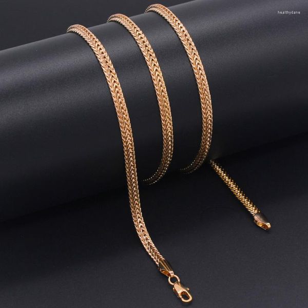 Chaînes Anietna 80 cm gourmette Hip Hop exquis collier pour hommes 585 or Rose tour de cou lien bijoux créatifs fête cadeau collier Hombre