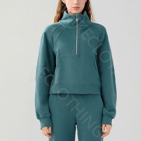 Jaqueta de inverno ALOss Jaquetas Mulheres Lazer Quente Lã Grosso Esportes Hoodie Meio Zip Gola Pulôver Casacos Designer Mulheres Brunch Outfits Tailleur Donna co ords