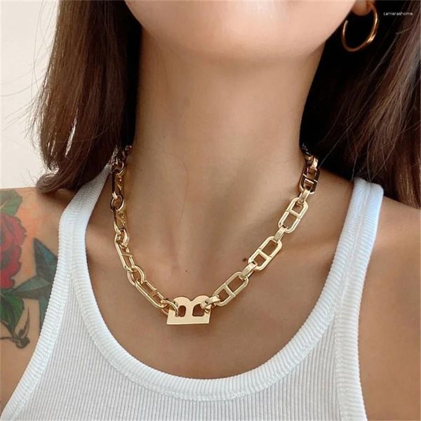 Anhänger Halsketten Mode Boho B-förmigen Brief Punk Übertrieben Kragen Multilevel Halskette Für Frauen Weibliche Gold Farbe Dicke Kette schmuck