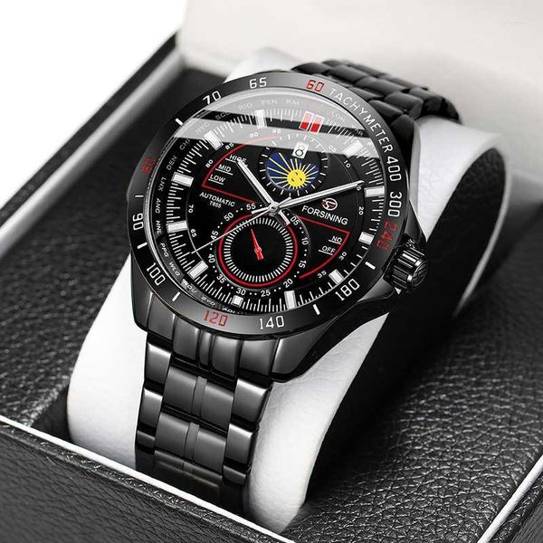 Armbanduhren Forsining Männer Mechanische Uhr Mann Armband Automatische Uhrwerk Wasserdichte Uhren Männliche Luxus Mondphase Uhr Für GiftWristwat