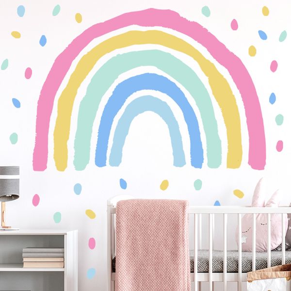 Adesivi murali Carta da parati arcobaleno per la decorazione della camera da letto Adesivo in vinile rimovibile per la carta da parati decorativa della cameretta dei bambini 230410