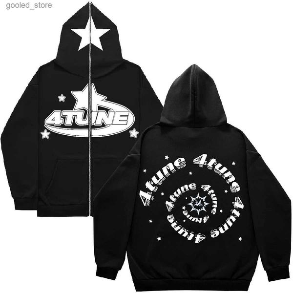 Erkek Hoodies Sweatshirts American Street 4Tune Baskı Fermuarı Hoodie Unisex Y2K Moda Markası Hoodies Erkek Kadınlar Uzun Kollu Büyük Boy Hip Hop Zip Yukarı Ceket Q231110