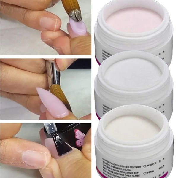 Polveri acriliche liquide 1 pezzo polvere acrilica per estensione delle unghie professionale bianco trasparente rosa nudo 3D intaglio di unghie polimeri di cristallo decorazione per unghie in polvere 231110