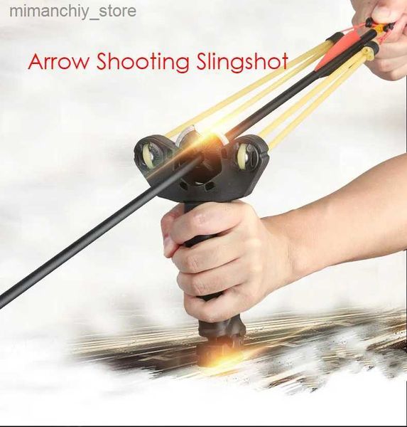 Estilingues de caça Slingshot Tiro com arco Sticking Slingshot Bow Outdoor Wrist Rest-Free Amarrado Alrgic Pesca ao ar livre Slingshot Bow e Arrow Q231110