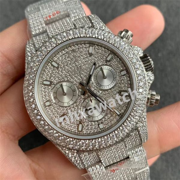 Herrenuhr Diamond Armbanduhr 40mm-13.5mm Swiss 7750 Automatik Mechanisches Uhrwerk Swarovski Diamond 904 Feiner Stahl wasserdicht 100m Zählfunktion