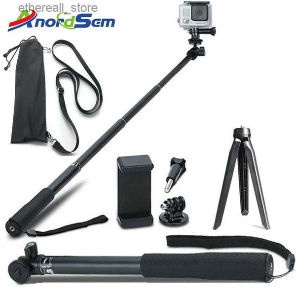 Selfie Monopods Anordsem Acessórios Extensível Selfie Stick Monopod Mount Tripé para GoPro Hero 9 8 7 6 5 sj Câmeras de ação para YI 4K Q231110