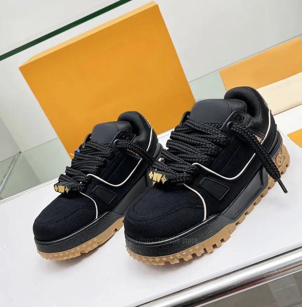 Best-seller Designer Skate Sneakers Mulheres Homens Malha Abloh Sneaker Plataforma Virgil Maxi Sapatos Casuais Lace-up Runner Trainer Pão Sapato Todo Preto Tamanho 35 ~ 44