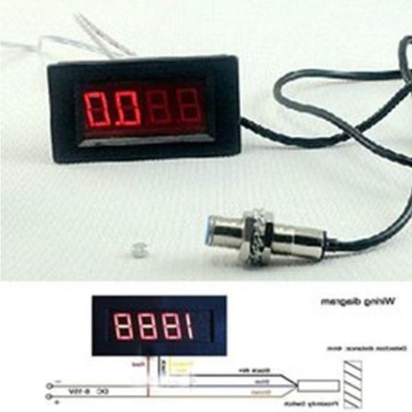 Circuitos integrados Digital LED Punch Tacômetro RPM Medidor de painel de velocidade 4 dígitos 9999RPM Tacho Gauge Hall Sensor de proximidade ímã 12v 24v Hndp