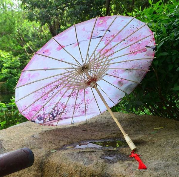 Guarda-chuvas retrolam o estilo de óleo de estilo chinês, mulheres figurinos de fantasia Props Adeços de dança tradicionais Parasols Made Made Decor LF679 AA230410