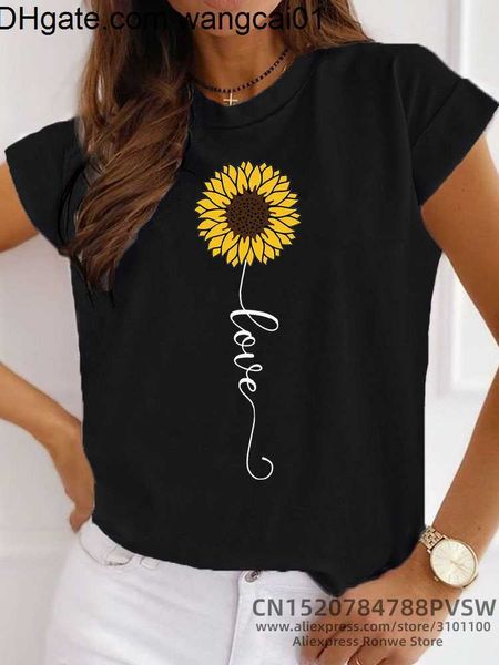 T-shirt da uomo Donna Girasole Stampato Casual Basic T-shirt O-Collo Giovani ragazze Sensazione mano morbida T-shirt Y2K Harajuku Fa Tops Tees 4103