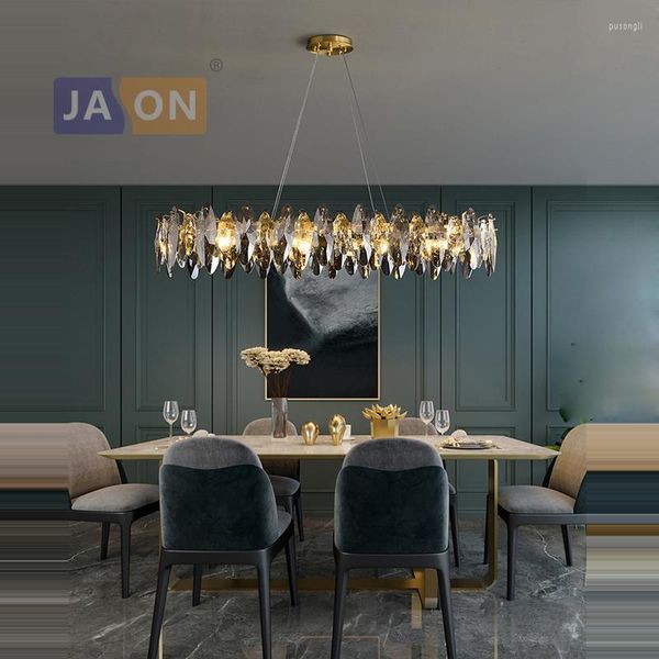 Chandeliers Art Deco Gold Chrome Silver LED Designer de cristal Chandelier Solping Lâmpada Lustre Lustre for Dinning Room