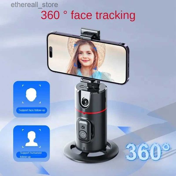 Selfie Monopiedi Rotazione a 360° Fotocamera Gimbal Stabilizzatore Selfie Stick Monopiede Desktop Tracking Gimbal PTZ per Tiktok Smartphone Telefono palmare live Q231110