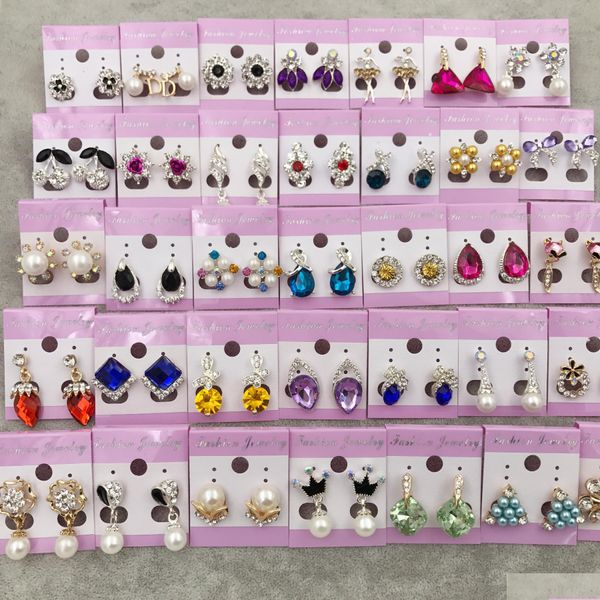 Stud Mixed Batch 50Pcs / Lot Crystal Bow Ohrringe Zubehör Ground Stall Supply Womens Jewelry Drop Delivery Dhgarden Dhnrg