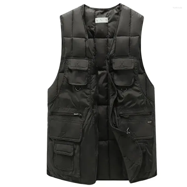 Gilet da uomo Gilet multitasche Gilet da uomo Tattico invernale Capispalla senza maniche Molte tasche Top caldi in cotone