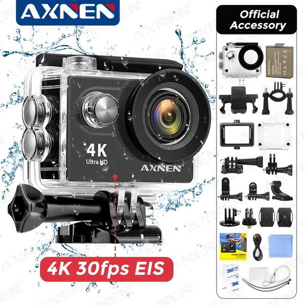 Spor Eylem Video Kameralar Axnen H9R H9 Action Camera Ultra HD 4K 30 FPS 1080P 60FPS WiFi 2 inç 170D Sualtı Su Geçirmez Kask Video Kayıt Spor Cam 231109