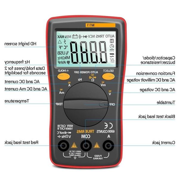 FreeShipping Multimetro Digitale 6000 Conti Profissional Transistor Tester Multimetro Multitester Analogico Lcr Meter Rm101/zt102 Ieoja