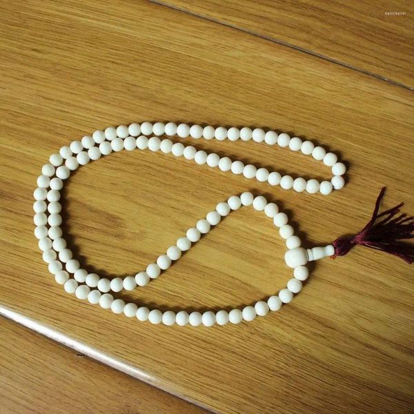 Strand ml221 étnico tibetano natural osso de iaque 7mm contas redondas 108 mala rosário oração colar pulseira frisada