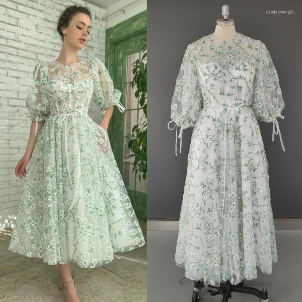 Платья для вечеринок 15272# Real POS Casual Green Deal -Pufley Roolaves Floral Rearge Wedding Gowd Платье на день рождения для женщин выпускной вечер