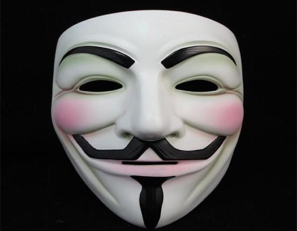 Full White V Maschera per travestimento di Halloween Eyeliner Maschere per il viso Puntelli per feste Vendetta Anonymous Movie Guy Whole 8201683