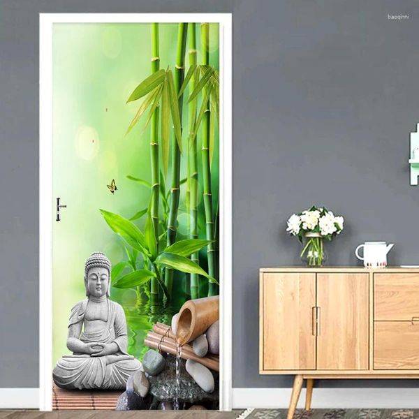 Wallpapers 3d papel de parede abstrato bambu buda po papel de parede sala de estar quarto adesivo clássico decoração de casa pvc murais à prova d'água