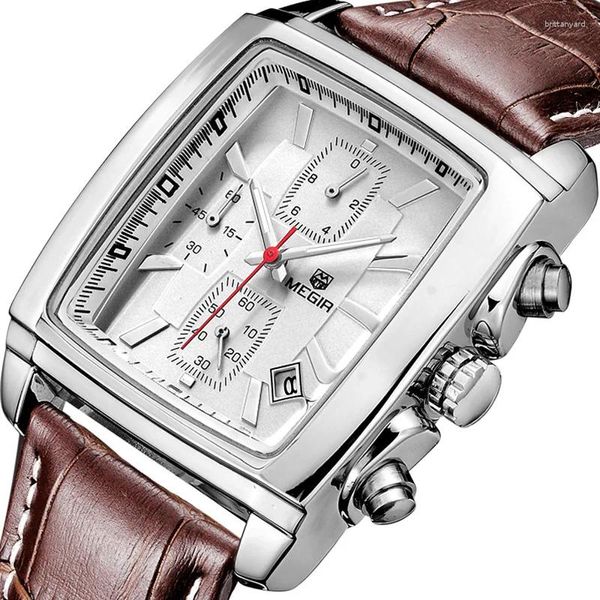 Relógios de pulso moda esporte masculino relógio de quartzo retangular multifuncional luminoso cronometragem relógio de mão casual masculino presente de negócios relógio de pulso