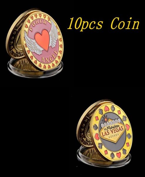 10 Stück Willkommen in Nevada Las Vegas Poker Chip Craft Angel Casino Challenge Goldmünze Glückssouvenir personalisierte Token-Sammlung7575584