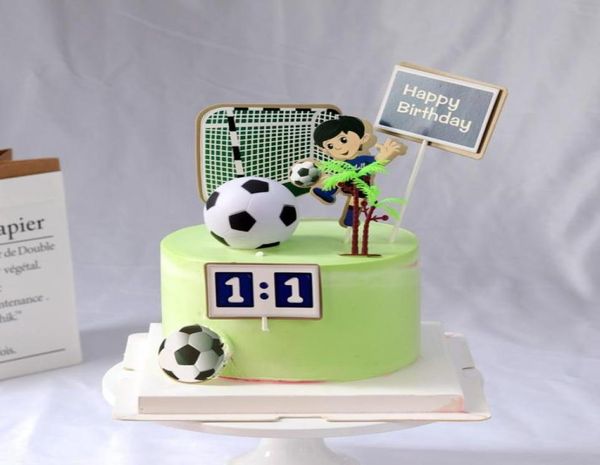 Altre forniture per feste festive Calcio Cake Topper Decor Soccer Boy Primo buon compleanno Calcio Tema Dessert Decorazione1827432