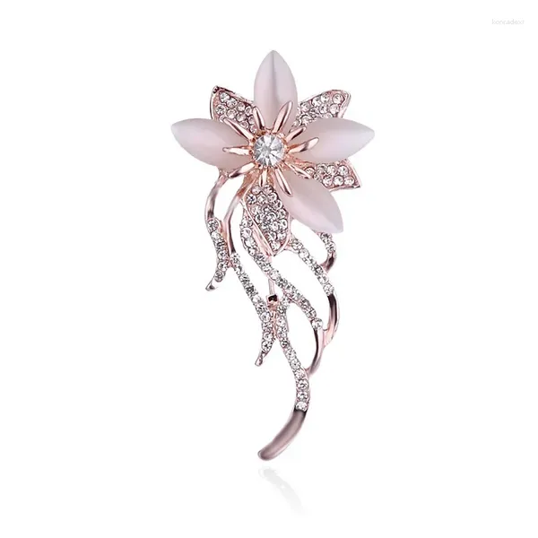 Spille Fiore di strass alla moda per vestiti da donna Accessori di abiti Spilla di cristallo di moda Pin Gioielli di lusso Regali all'ingrosso